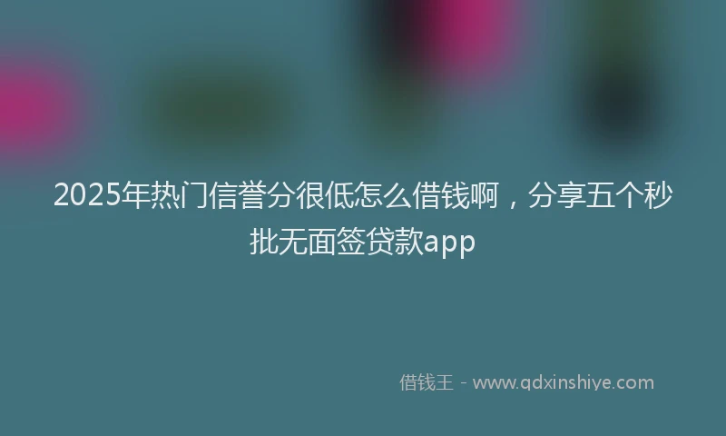 2025年热门信誉分很低怎么借钱啊，分享五个秒批无面签贷款app