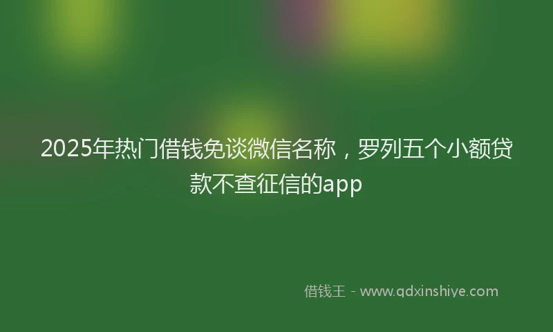2025年热门借钱免谈微信名称，罗列五个小额贷款不查征信的app