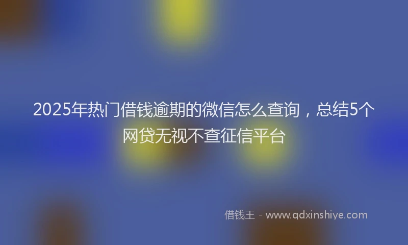 2025年热门借钱逾期的微信怎么查询，总结5个网贷无视不查征信平台