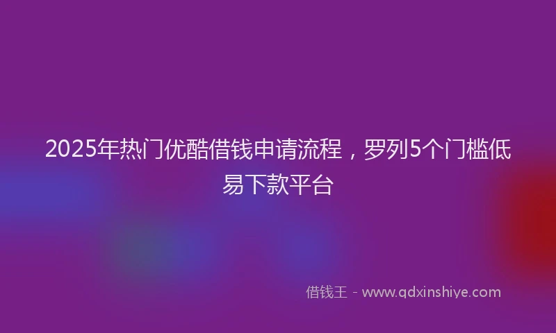 2025年热门优酷借钱申请流程，罗列5个门槛低易下款平台