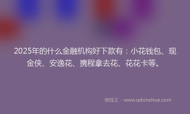 2025年的什么金融机构好下款有：小花钱包、现金侠、安逸花、携程拿去花、花花卡等。