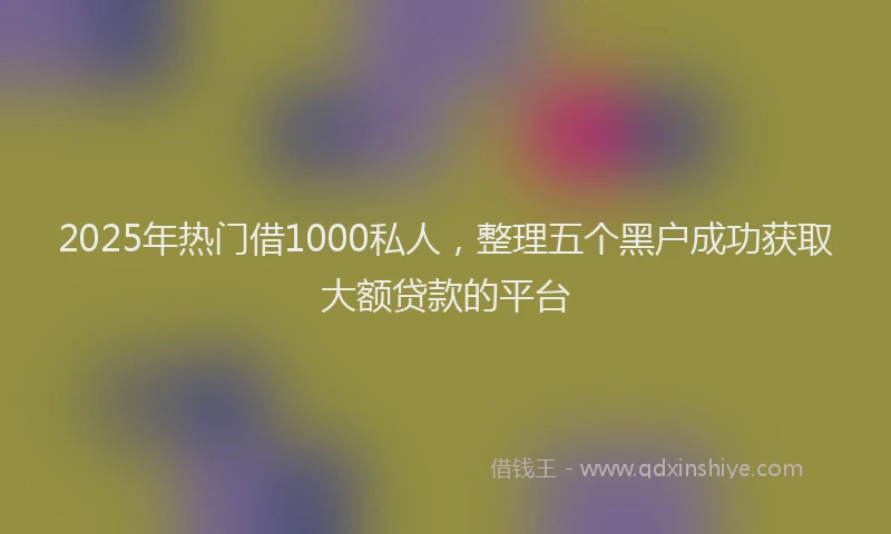 2025年热门借1000私人，整理五个黑户成功获取大额贷款的平台