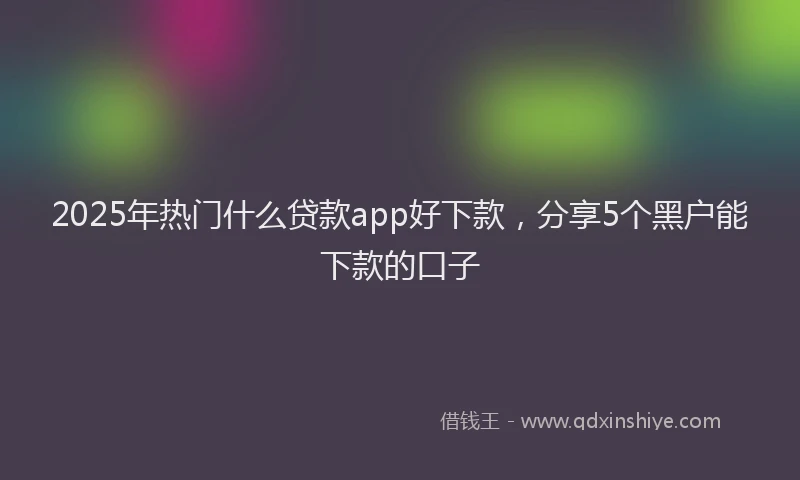 2025年热门什么贷款app好下款，分享5个黑户能下款的口子