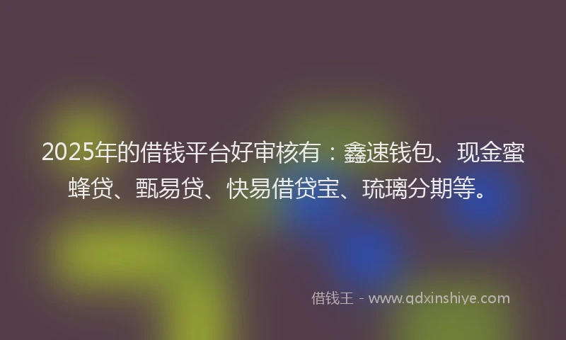 2025年的借钱平台好审核有：鑫速钱包、现金蜜蜂贷、甄易贷、快易借贷宝、琉璃分期等。