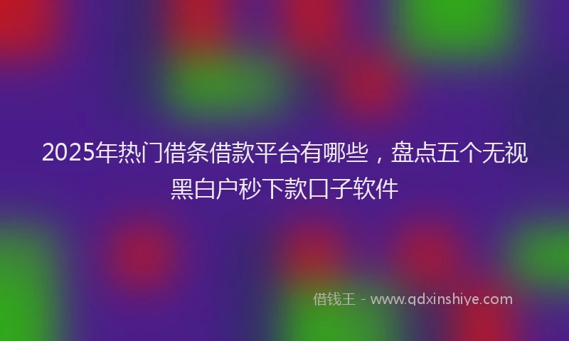 2025年热门借条借款平台有哪些，盘点五个无视黑白户秒下款口子软件