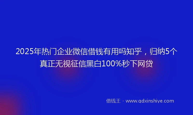 2025年热门企业微信借钱有用吗知乎，归纳5个真正无视征信黑白100%秒下网贷