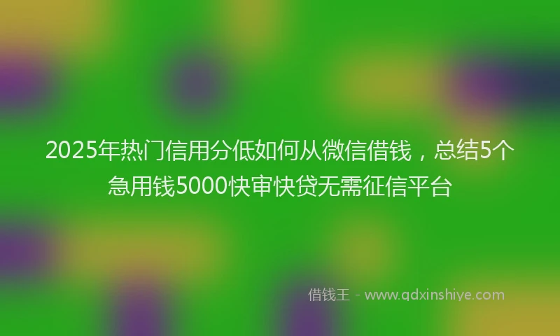 2025年热门信用分低如何从微信借钱，总结5个急用钱5000快审快贷无需征信平台