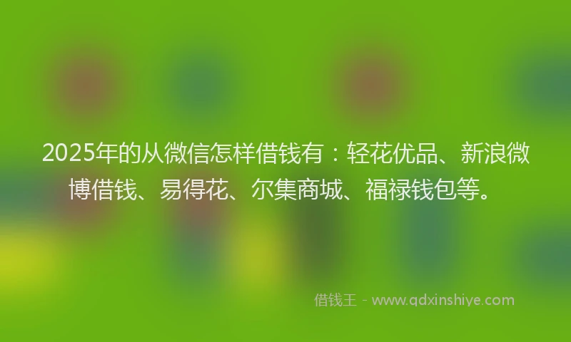 2025年的从微信怎样借钱有：轻花优品、新浪微博借钱、易得花、尔集商城、福禄钱包等。