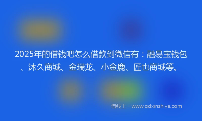 2025年的借钱吧怎么借款到微信有：融易宝钱包、沐久商城、金瑞龙、小金鹿、匠也商城等。