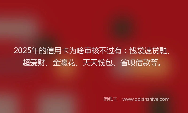 2025年的信用卡为啥审核不过有：钱袋速贷融、超爱财、金瀛花、天天钱包、省呗借款等。