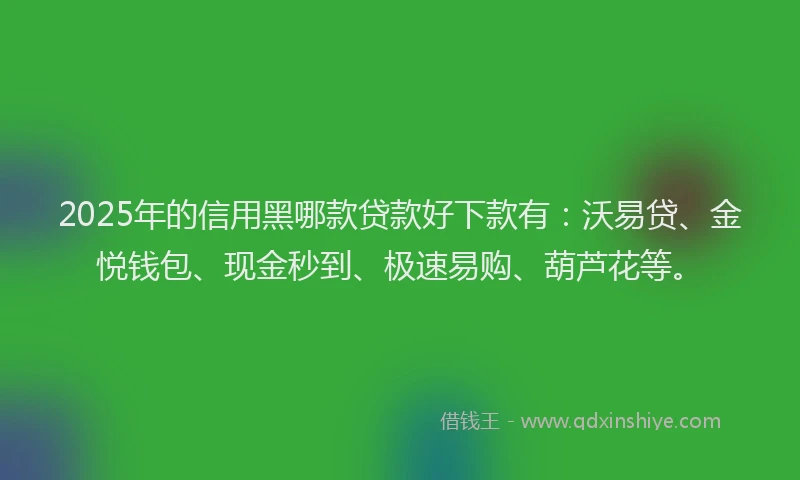 2025年的信用黑哪款贷款好下款有：沃易贷、金悦钱包、现金秒到、极速易购、葫芦花等。