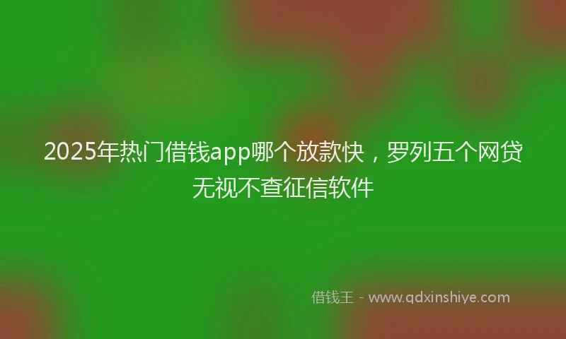 2025年热门借钱app哪个放款快，罗列五个网贷无视不查征信软件