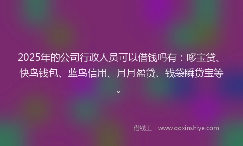 2025年的公司行政人员可以借钱吗有：哆宝贷、快鸟钱包、蓝鸟信用、月月盈贷、钱袋瞬贷宝等。