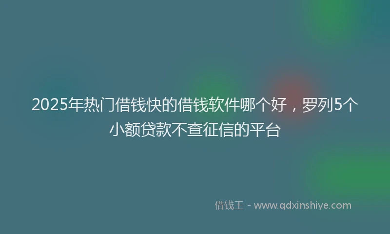 2025年热门借钱快的借钱软件哪个好，罗列5个小额贷款不查征信的平台