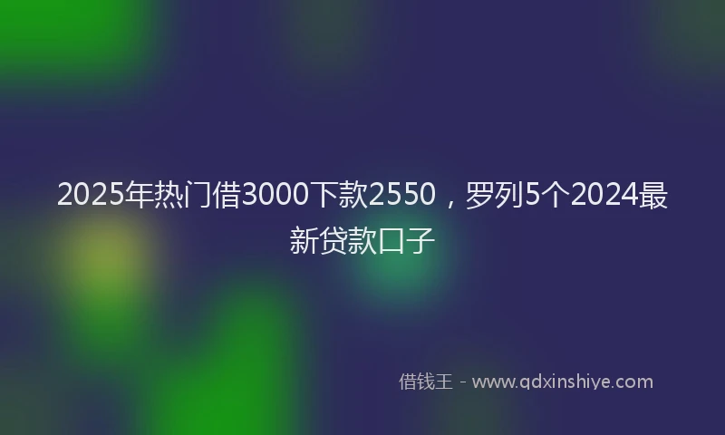 2025年热门借3000下款2550，罗列5个2024最新贷款口子