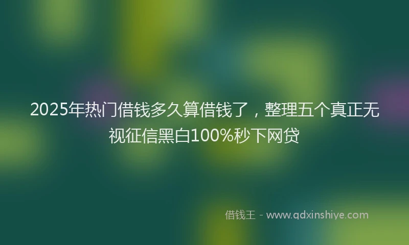 2025年热门借钱多久算借钱了，整理五个真正无视征信黑白100%秒下网贷