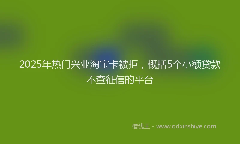2025年热门兴业淘宝卡被拒，概括5个小额贷款不查征信的平台