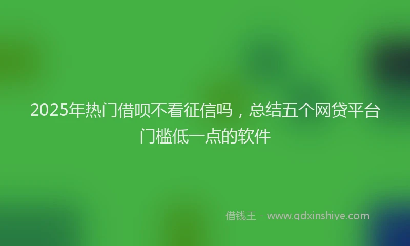 2025年热门借呗不看征信吗，总结五个网贷平台门槛低一点的软件