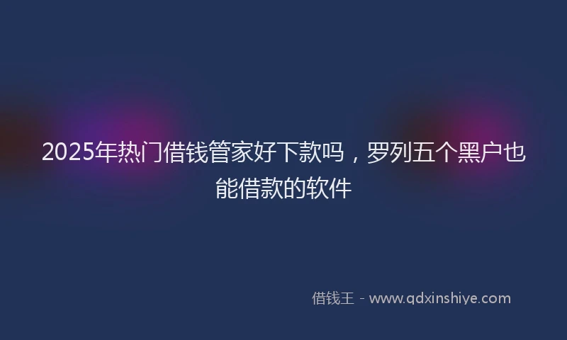 2025年热门借钱管家好下款吗，罗列五个黑户也能借款的软件