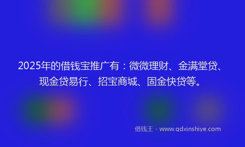 2025年的借钱宝推广有：微微理财、金满堂贷、现金贷易行、招宝商城、固金快贷等。