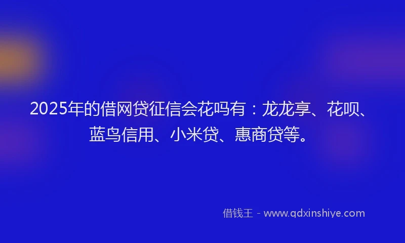 2025年的借网贷征信会花吗有：龙龙享、花呗、蓝鸟信用、小米贷、惠商贷等。