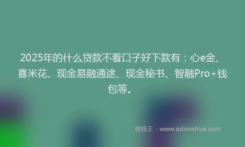 2025年的什么贷款不看口子好下款有：心e金、喜米花、现金易融通途、现金秘书、智融Pro+钱包等。