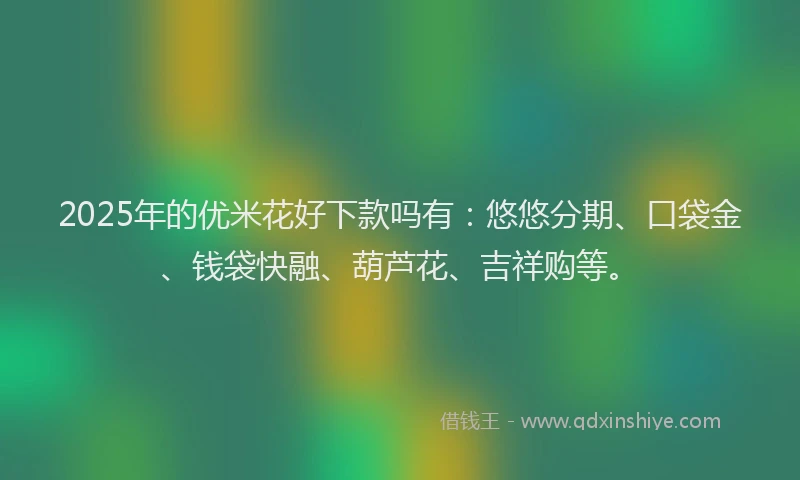 2025年的优米花好下款吗有：悠悠分期、口袋金、钱袋快融、葫芦花、吉祥购等。