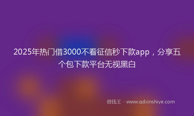 2025年热门借3000不看征信秒下款app，分享五个包下款平台无视黑白