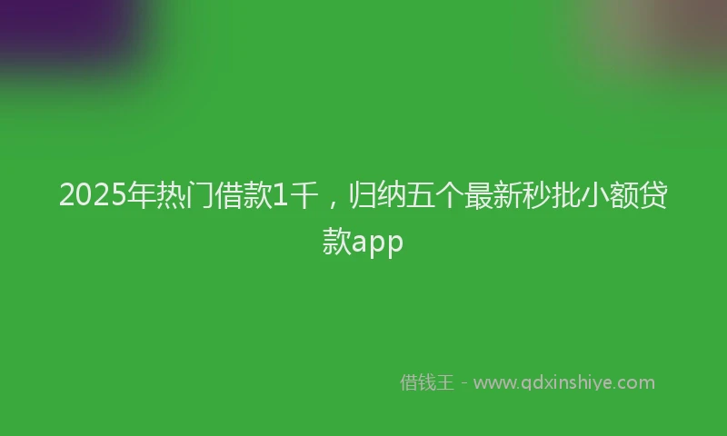 2025年热门借款1千，归纳五个最新秒批小额贷款app