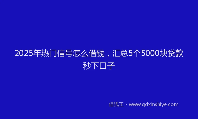 2025年热门信号怎么借钱，汇总5个5000块贷款秒下口子