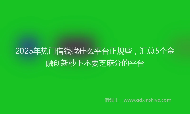 2025年热门借钱找什么平台正规些，汇总5个金融创新秒下不要芝麻分的平台