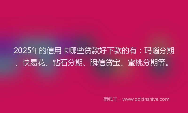 2025年的信用卡哪些贷款好下款的有：玛瑙分期、快易花、钻石分期、瞬信贷宝、蜜桃分期等。