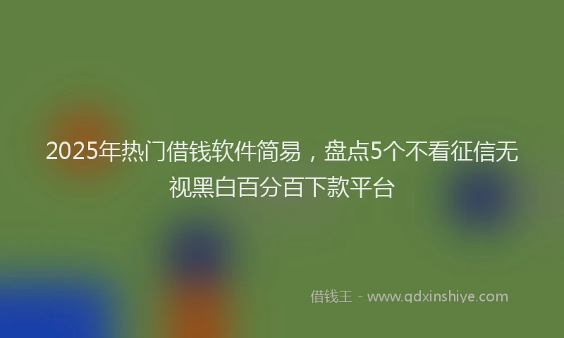 2025年热门借钱软件简易，盘点5个不看征信无视黑白百分百下款平台