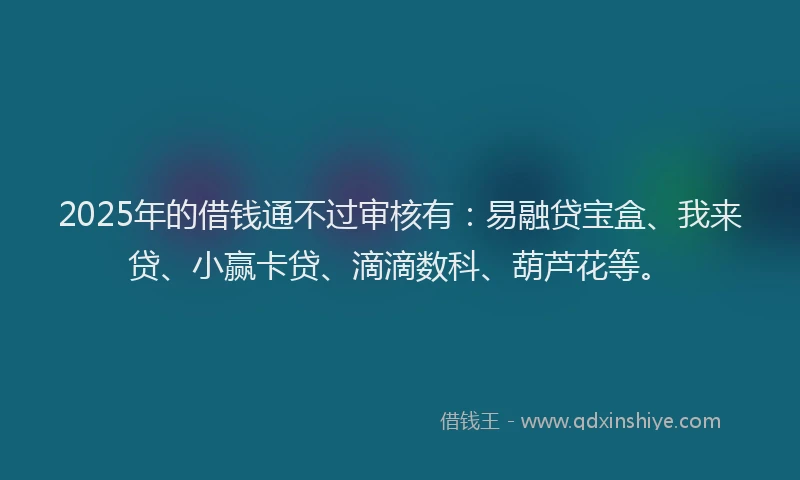 2025年的借钱通不过审核有：易融贷宝盒、我来贷、小赢卡贷、滴滴数科、葫芦花等。