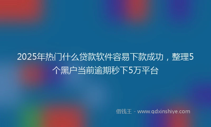 2025年热门什么贷款软件容易下款成功，整理5个黑户当前逾期秒下5万平台
