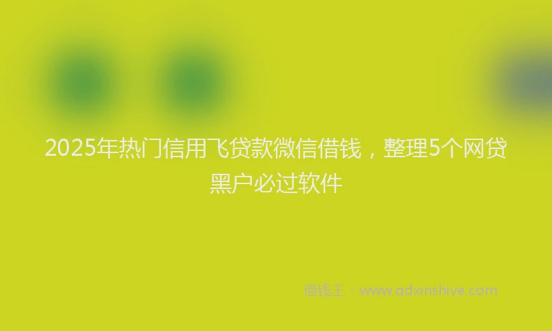 2025年热门信用飞贷款微信借钱，整理5个网贷黑户必过软件