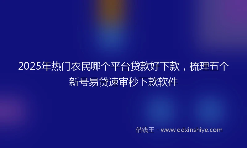 2025年热门农民哪个平台贷款好下款，梳理五个新号易贷速审秒下款软件