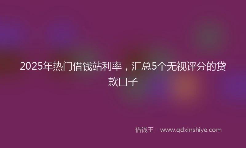 2025年热门借钱站利率，汇总5个无视评分的贷款口子