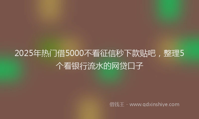 2025年热门借5000不看征信秒下款贴吧，整理5个看银行流水的网贷口子
