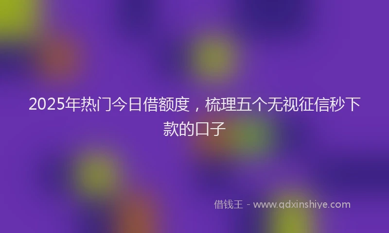2025年热门今日借额度，梳理五个无视征信秒下款的口子
