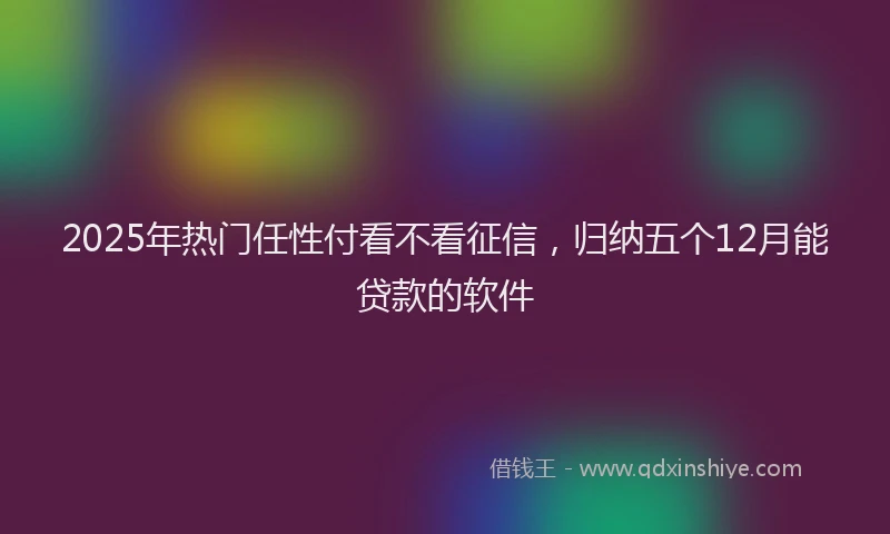 2025年热门任性付看不看征信，归纳五个12月能贷款的软件