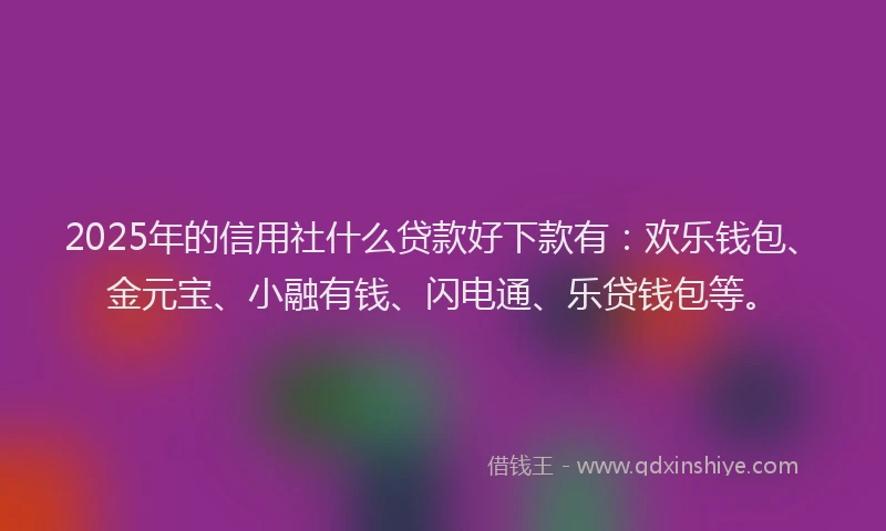 2025年的信用社什么贷款好下款有：欢乐钱包、金元宝、小融有钱、闪电通、乐贷钱包等。