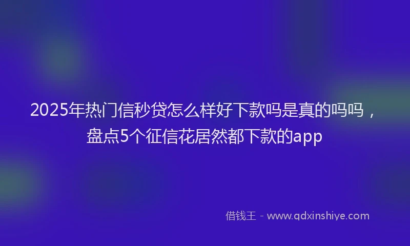 2025年热门信秒贷怎么样好下款吗是真的吗吗，盘点5个征信花居然都下款的app