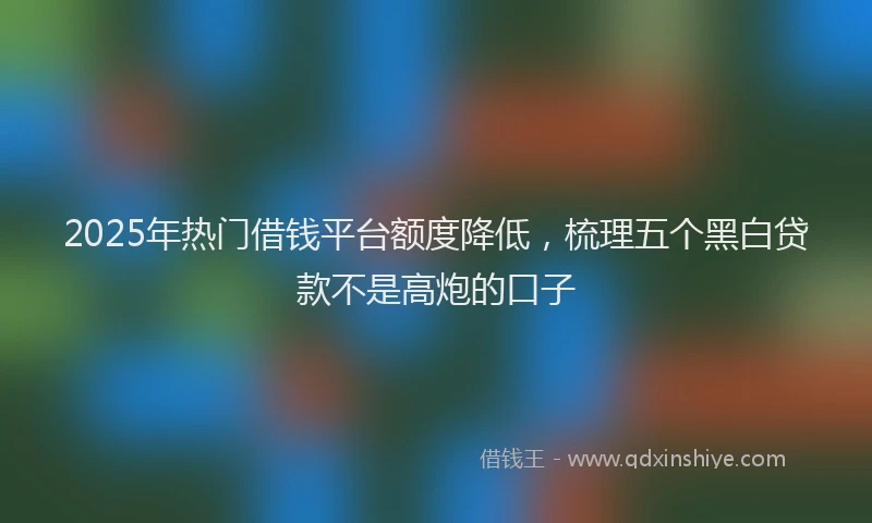 2025年热门借钱平台额度降低，梳理五个黑白贷款不是高炮的口子