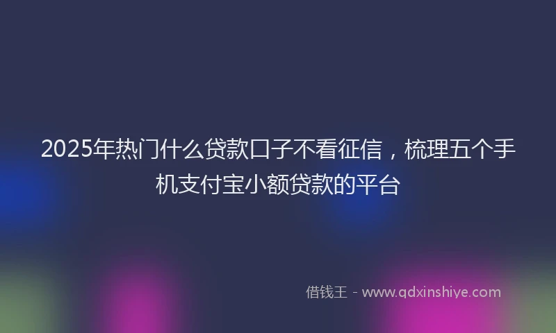 2025年热门什么贷款口子不看征信，梳理五个手机支付宝小额贷款的平台