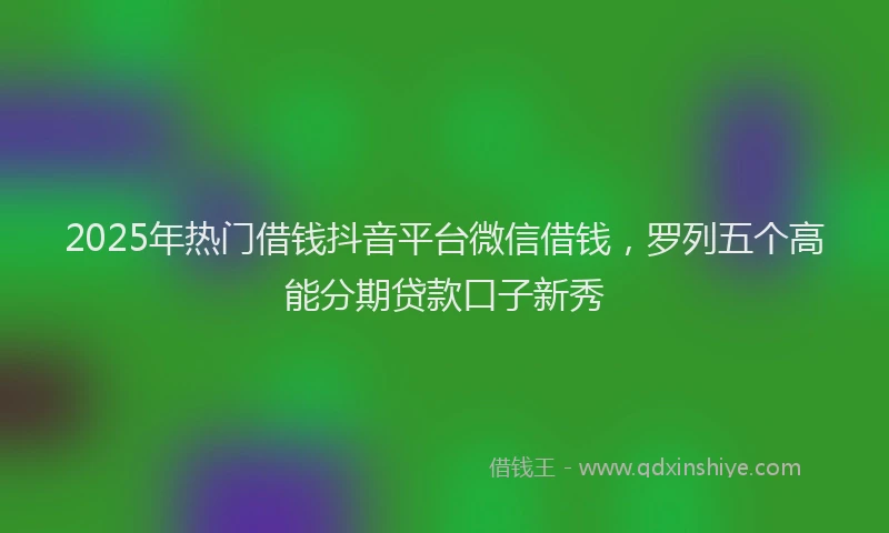 2025年热门借钱抖音平台微信借钱，罗列五个高能分期贷款口子新秀