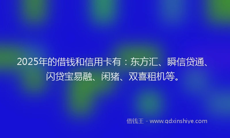 2025年的借钱和信用卡有：东方汇、瞬信贷通、闪贷宝易融、闲猪、双喜租机等。