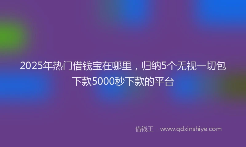 2025年热门借钱宝在哪里，归纳5个无视一切包下款5000秒下款的平台