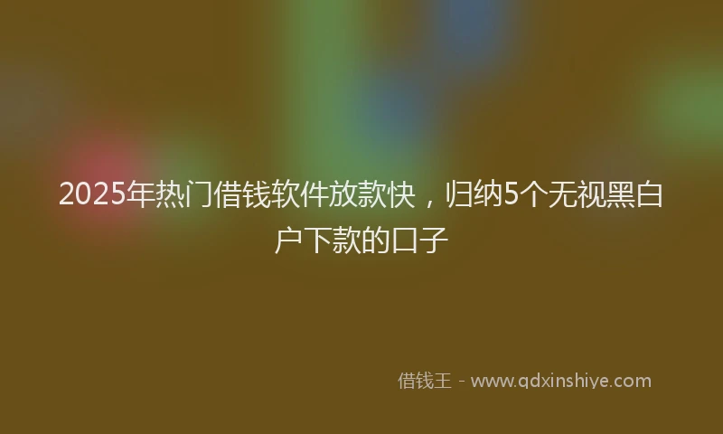2025年热门借钱软件放款快，归纳5个无视黑白户下款的口子