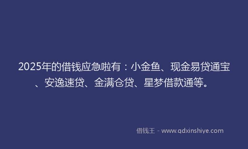 2025年的借钱应急啦有：小金鱼、现金易贷通宝、安逸速贷、金满仓贷、星梦借款通等。